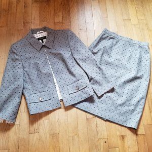 Escada Wool Gray Skirt Blazer Jacket Suit Set